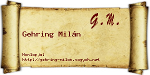 Gehring Milán névjegykártya