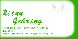 milan gehring business card